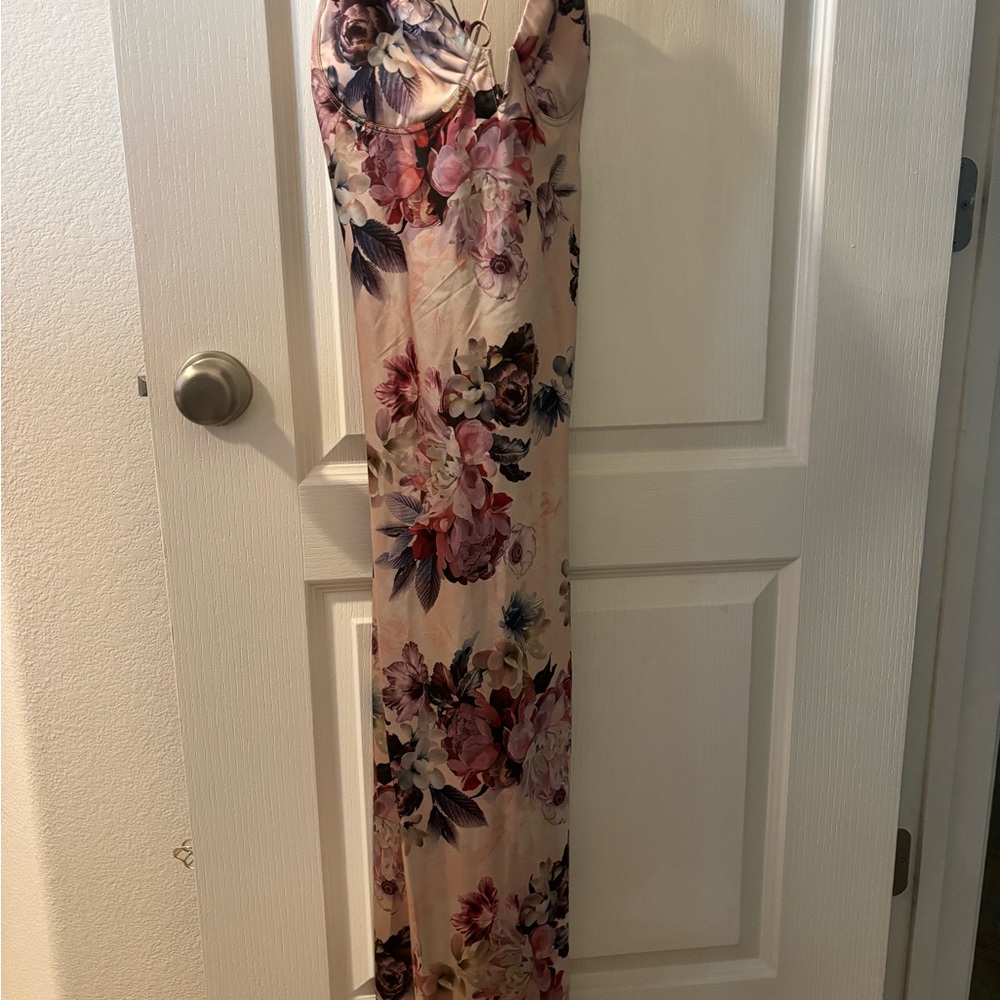 Hot Miami Styles Pink Floral Slip Dress